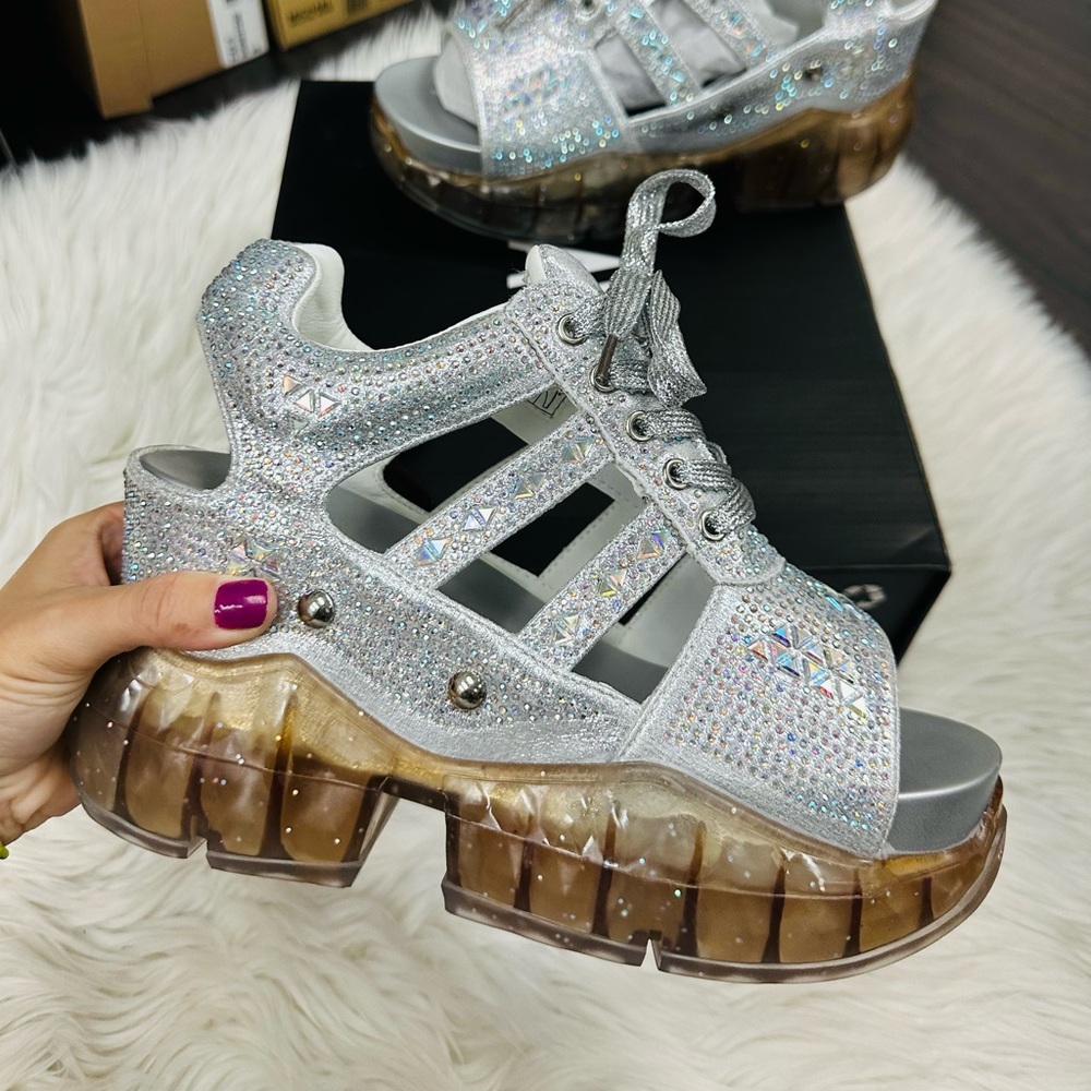 Anthony Wang Chunky Silver Gem Sandal - Picture 2 of 6